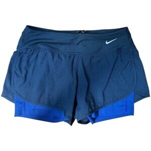 Nike Dri-Fit Navy Royal Blue Jacquard 2 in 1 Running Shorts Size S